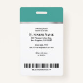 Informationen zu Firmennamen, Aquamarinen Silber u Ausweis (Rückseite)