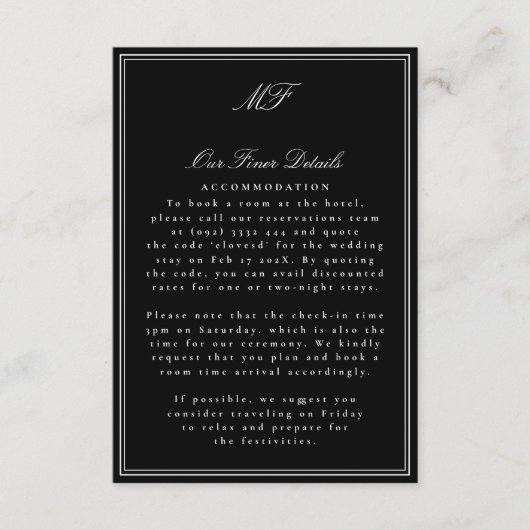 Informationen zu gerahmten klassischen Formal-Tuxe Begleitkarte (Vorderseite)