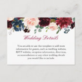 Informationen zu Hochzeiten in Burgundy Red Navy B Begleitkarte (Vorderseite)