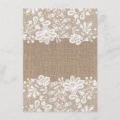 Informationen zu Hochzeiten in Burlap und Lace Begleitkarte (Rückseite)