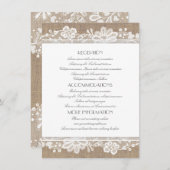 Informationen zu Hochzeiten in Burlap und Lace Begleitkarte (Vorne/Hinten)