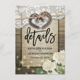 Informationen zu Hochzeiten in Horseshoe Heart Cou Begleitkarte