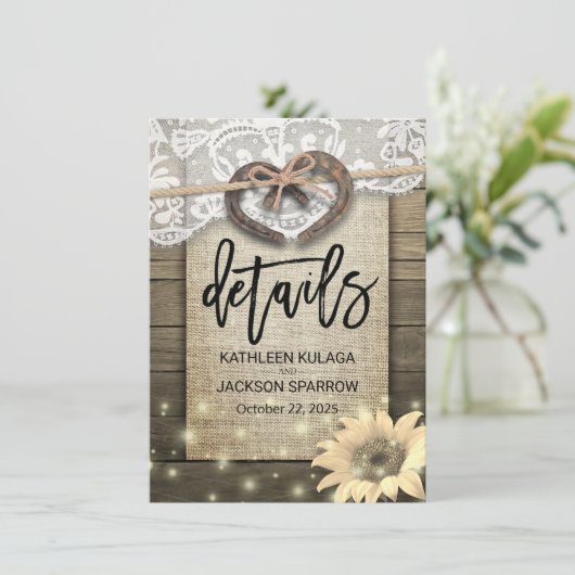 Informationen zu Hochzeiten in Horseshoe Heart Cou Begleitkarte (Stehend Vorderseite)