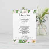 Informationen zu Hochzeiten in Rosa Lily Floral Begleitkarte (Stehend Vorderseite)