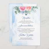 Informationen zu Hochzeiten in Rosa und Blau Begleitkarte (Vorne/Hinten)