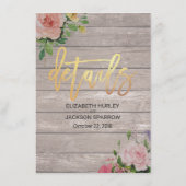 Informationen zu Hochzeiten in Rosa Wasserfarben Begleitkarte (Rückseite)