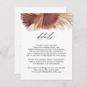 Informationen zu Hochzeiten von Boho Tropical Fan  Begleitkarte (Vorne/Hinten)