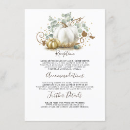 Informationen zu Hochzeiten von Gold und White Pum Begleitkarte