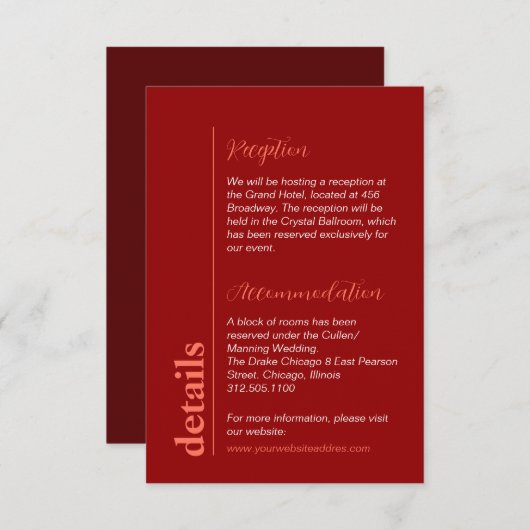 Informationen zu modernen Kirschen und hellen rote Begleitkarte (Vorne/Hinten)