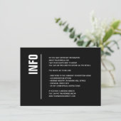 Informationen zu modernen Minimalistischen Schwarz Begleitkarte (Stehend Vorderseite)