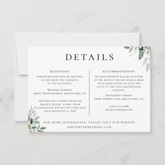 Informationen zu natürlichen botanischen Hochzeite Einladung (Vorderseite)