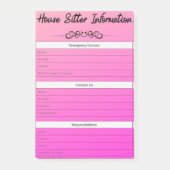 Informationen zu Notfällen, Kontakten und zu den A Post-it Klebezettel (Vorderseite)