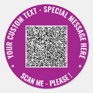 Informationen zu QR-Code und Textaufkleber - Farbe Runder Aufkleber