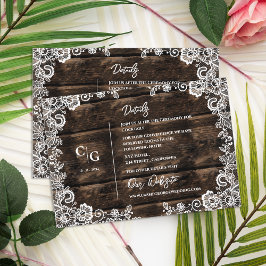 Informationen zu rustikalen Hochzeiten in Holz und Begleitkarte