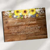 Informationen zu rustikalen Sonnenblumensaiten Begleitkarte