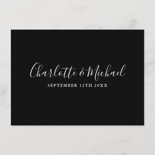 Informationen zu Schwarz-Weiß-Script-Hochzeiten Begleitkarte (Rückseite)