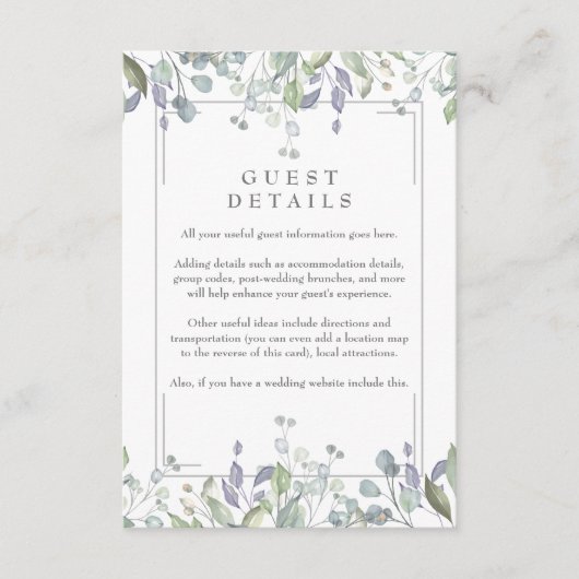 Informationen zu Seiten und Lilac-Floral Begleitkarte (Vorderseite)