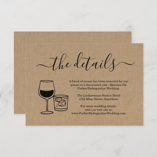 Informationen zu Wein und Cocktail - Karte (Vorne/Hinten)