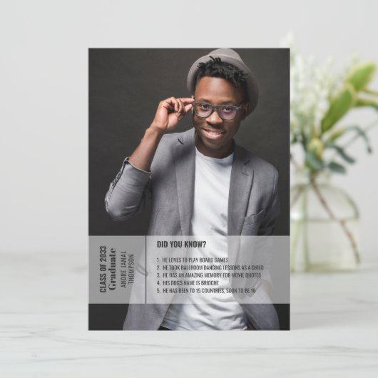 Informationen zum 2. Foto Abschluss einladen Einladung (Stehend Vorderseite)