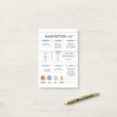 Informationen zum Babysitter Post-it Klebezettel (Auf Schreibtisch)