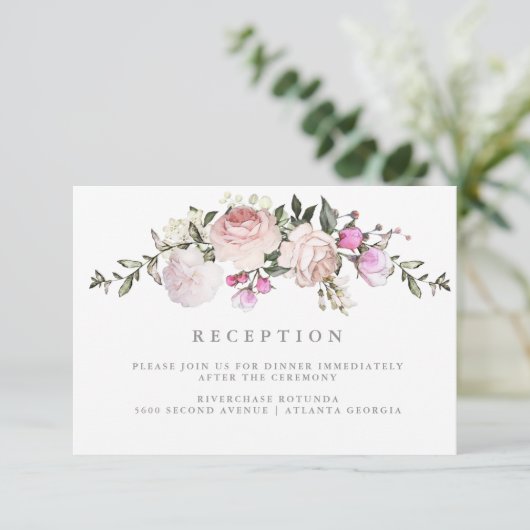 Informationen zum Empfang Floral Begleitkarte (Stehend Vorderseite)