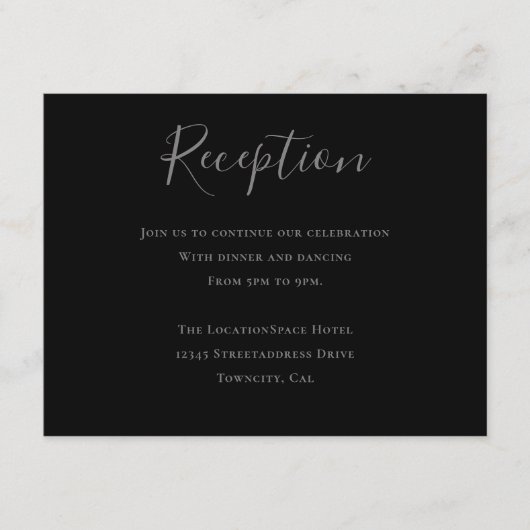 Informationen zum Empfang von Schwarz-Grau-Typogra Begleitkarte (Vorderseite)