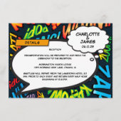 Informationen zum Fun Comic Book Wedding Begleitkarte (Vorderseite)