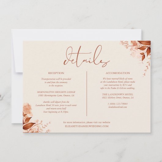 Informationen zum Herbstfall Blumenhochzeiten Einladung (Vorderseite)