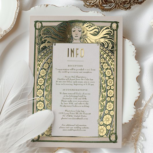 Informationen zum Jugendstil Hochzeiten Details Go Folieneinladung