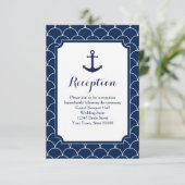 Informationen zum Navy Blue Scallop Pattern Nautis Einladung (Stehend Vorderseite)