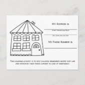 Informationen zum Notfall im Haus für die Kids-Akt Postkarte (Vorderseite)