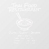Informationen zum Thai Pho Restaurant Fensteraufkleber (Blatt)