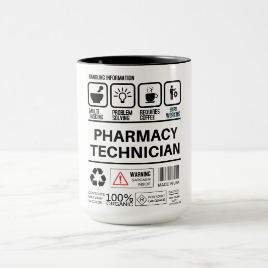 Informationen zum Umgang mit Funny Pharmacy Techni Tasse (Zentrum)