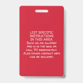 Informationen zur Allergologiewarnung für medizini Ausweis (Rückseite)