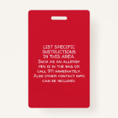 Informationen zur Allergologiewarnung für medizini Ausweis (Rückseite)