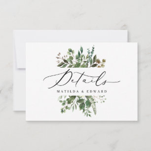 Informationen zur botanischen Hochzeit im Wasserfa RSVP Karte
