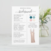 Informationen zur Bridesmaid Info Card Aquamarin,  Einladung (Stehend Vorderseite)