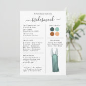 Informationen zur Bridesmaid Info Card Aquamarin, Einladung (Stehend Vorderseite)