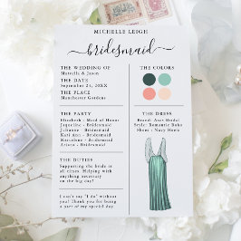 Informationen zur Bridesmaid Info Card Aquamarin,  Einladung