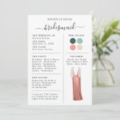 Informationen zur Bridesmaid Info Card Aquamarin, Einladung (Stehend Vorderseite)