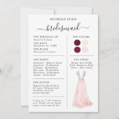 Informationen zur Bridesmaid Info Card Burgundy, P Einladung (Vorderseite)