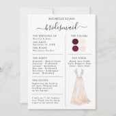 Informationen zur Bridesmaid Info Card Burgundy, P Einladung (Vorderseite)
