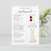 Informationen zur Bridesmaid Info Card Burgundy, P Einladung (Stehend Vorderseite)
