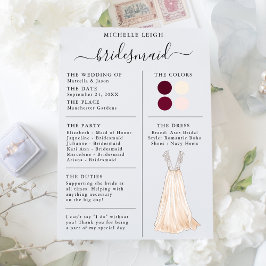 Informationen zur Bridesmaid Info Card Burgundy, P Einladung