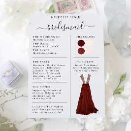Informationen zur Bridesmaid Info Card Burgundy, P Einladung