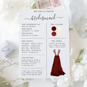 Informationen zur Bridesmaid Info Card Burgundy, P Einladung