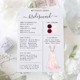 Informationen zur Bridesmaid Info Card Burgundy, P Einladung