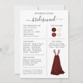Informationen zur Bridesmaid Info Card Burgundy, P Einladung (Vorderseite)
