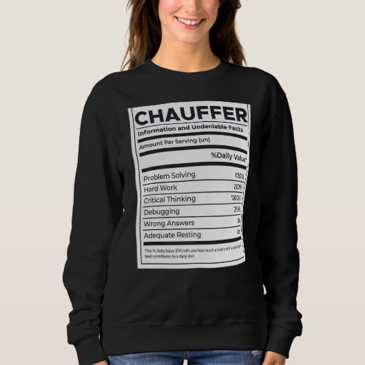 Informationen zur Chauffer-Ernährung Sweatshirt (Vorderseite)