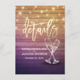 Informationen zur Hochzeit Champagne Glasses Wood Begleitkarte